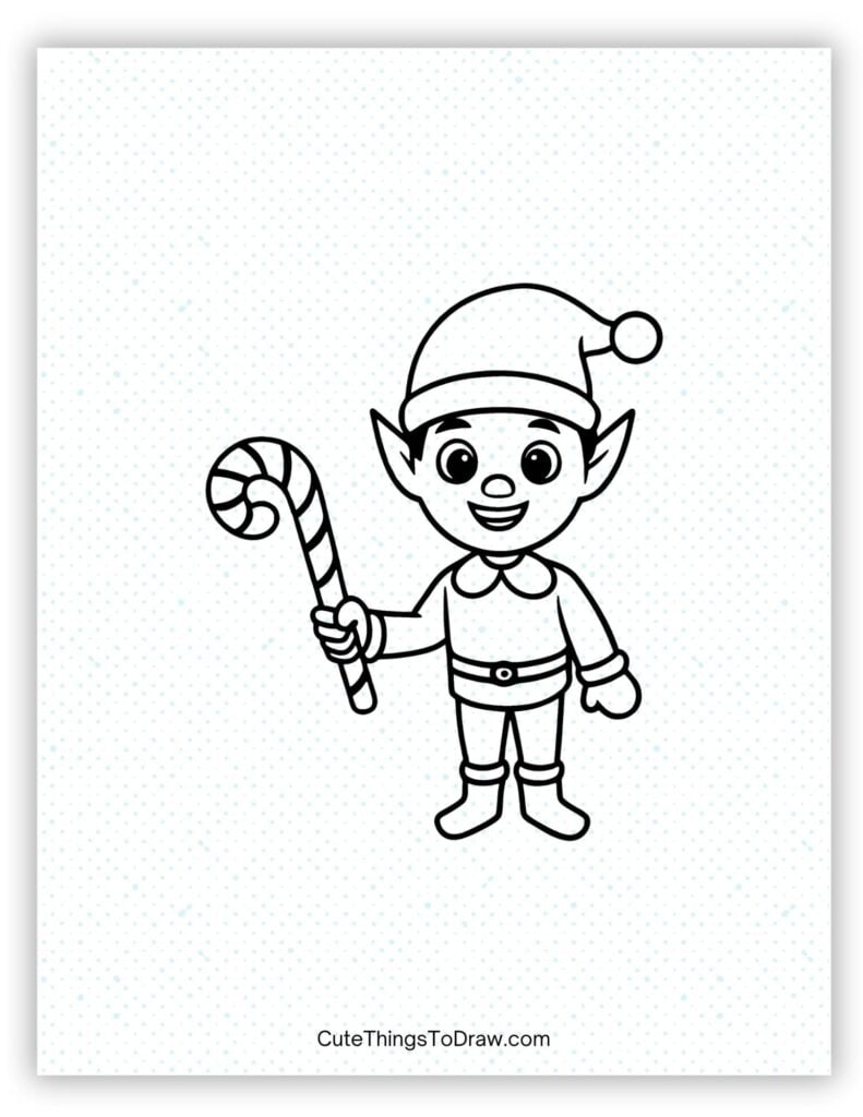 Elf holding a candy cane 
