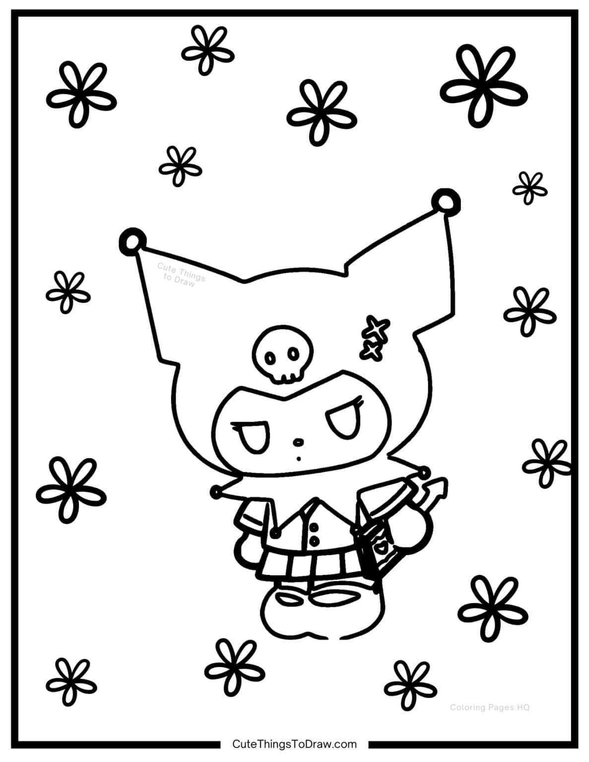 Cute Kuromi Coloring Pages (Free PDF Printables) - Cute Things to Draw
