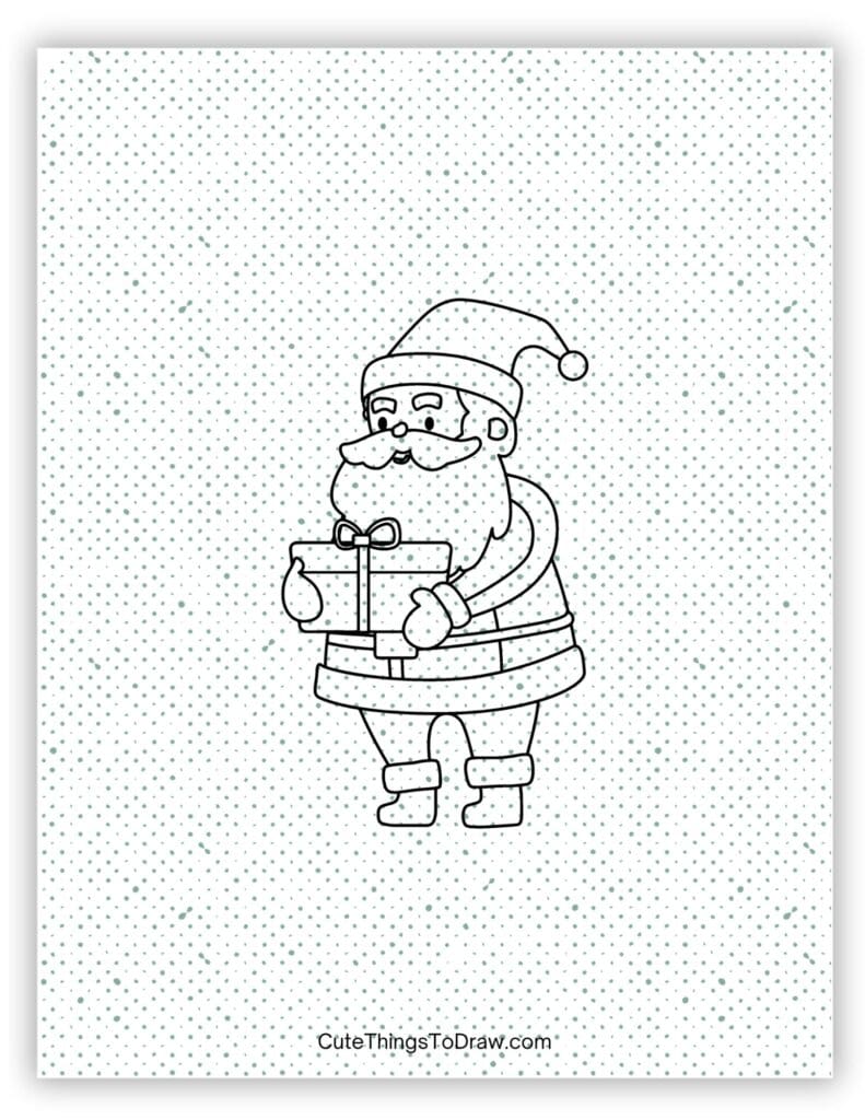 Santa holding a present Santa Claus drawing