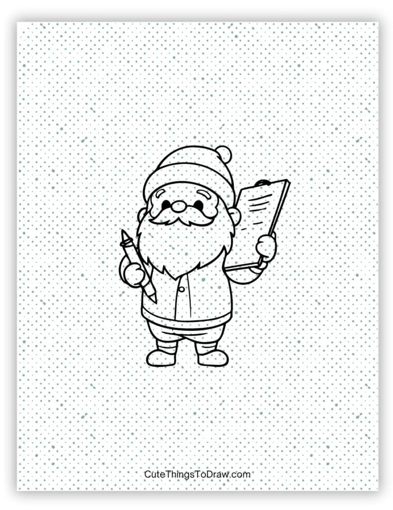 Santa holding the naughty list Santa Claus drawing