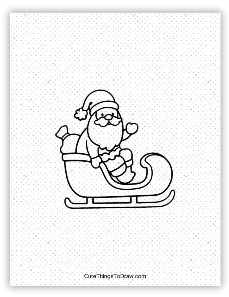 Santa riding in his sleigh Santa Claus drawing