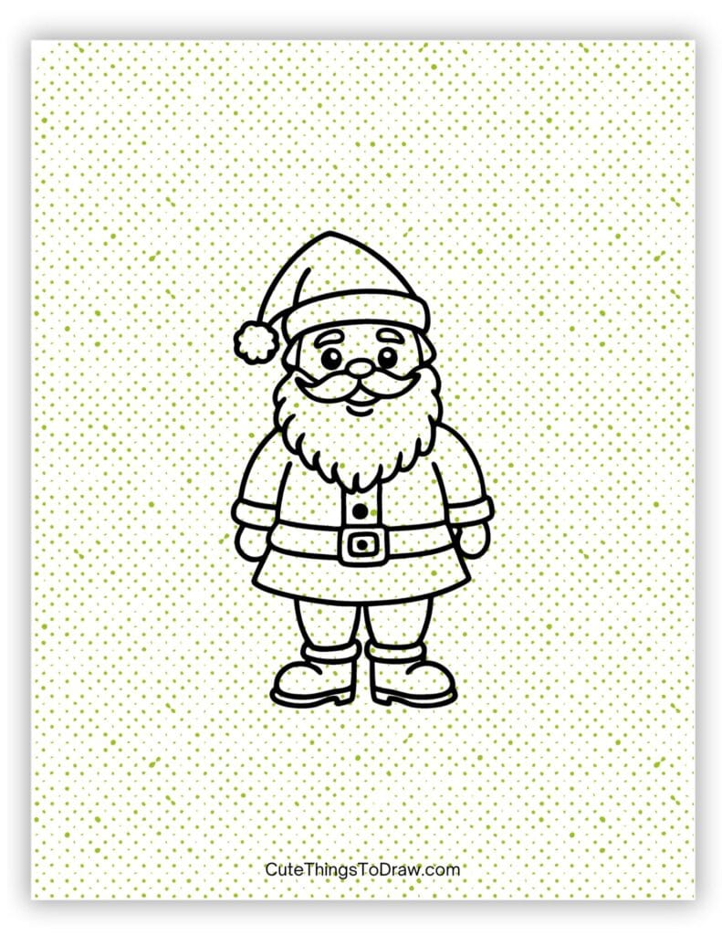 Smiling easy to draw Santa Claus drawing