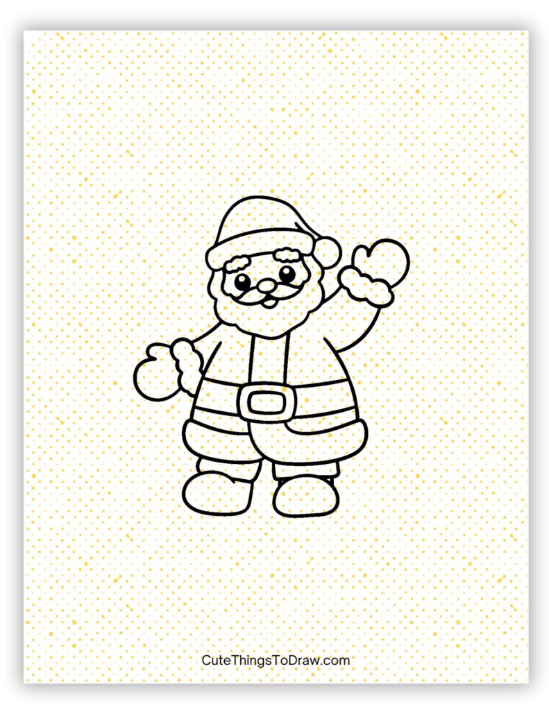 Waving and smiling Santa Claus drawing