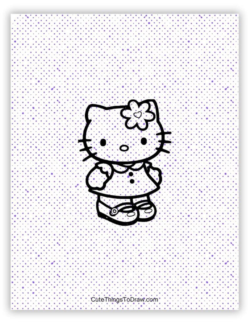 Cute Hello Kitty Wearing a Dress Drawing