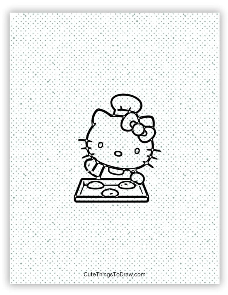 Hello Kitty Baking Cookies Drawing