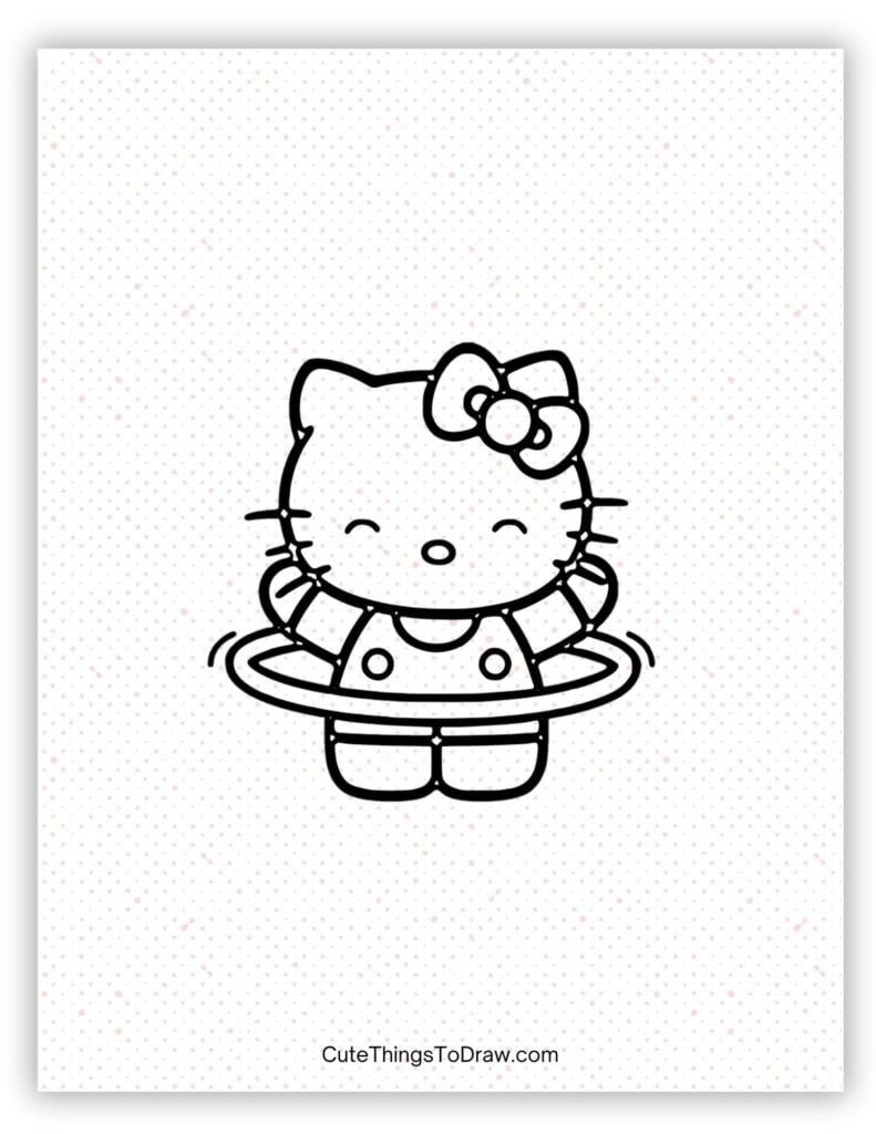 Hello Kitty Exercising with a Hula Hoop Drawing