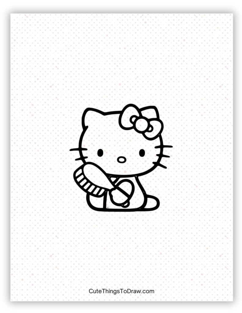 Hello Kitty Holding a Hair Brush Drawing