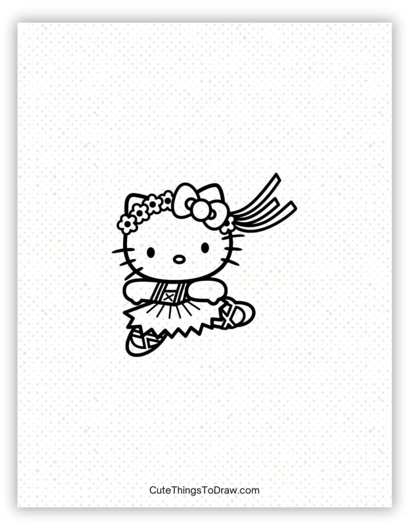 Hello Kitty Performing a Ballet Drawing