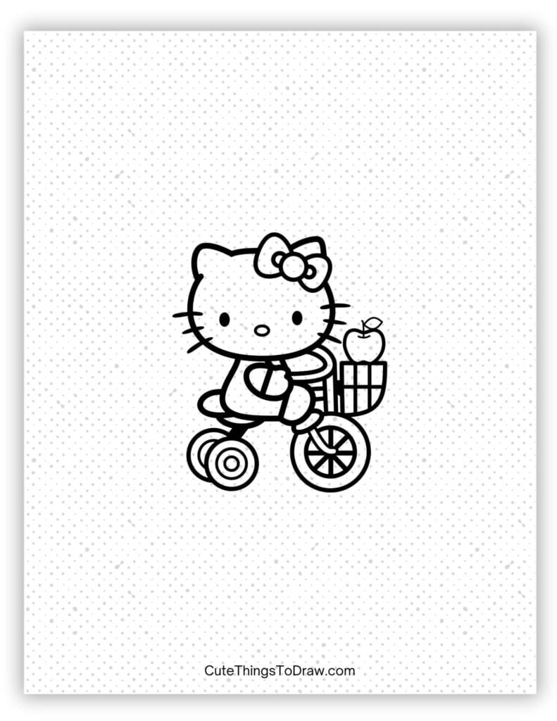 Hello Kitty Riding a Bicycle Drawing
