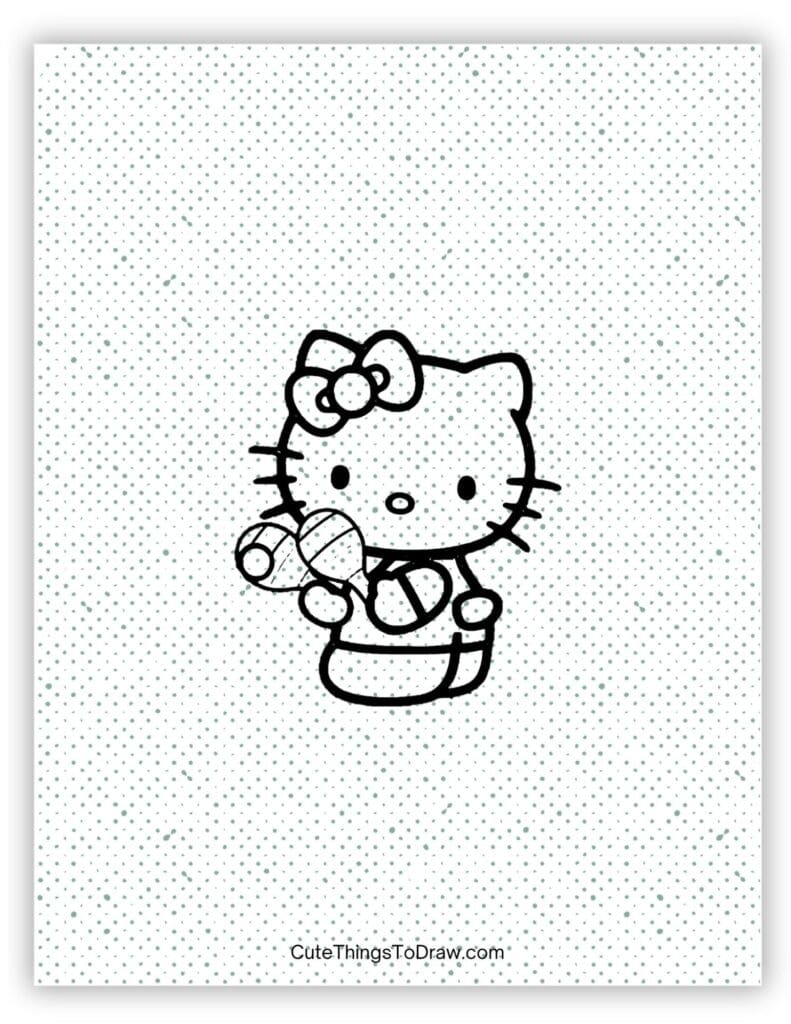 Hello Kitty Shaking Maraccas Drawing