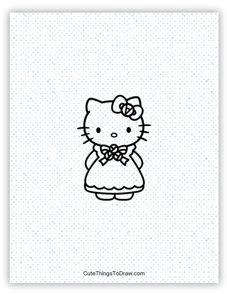 Hello Kitty Wearing a Cute Formal Dress Drawing