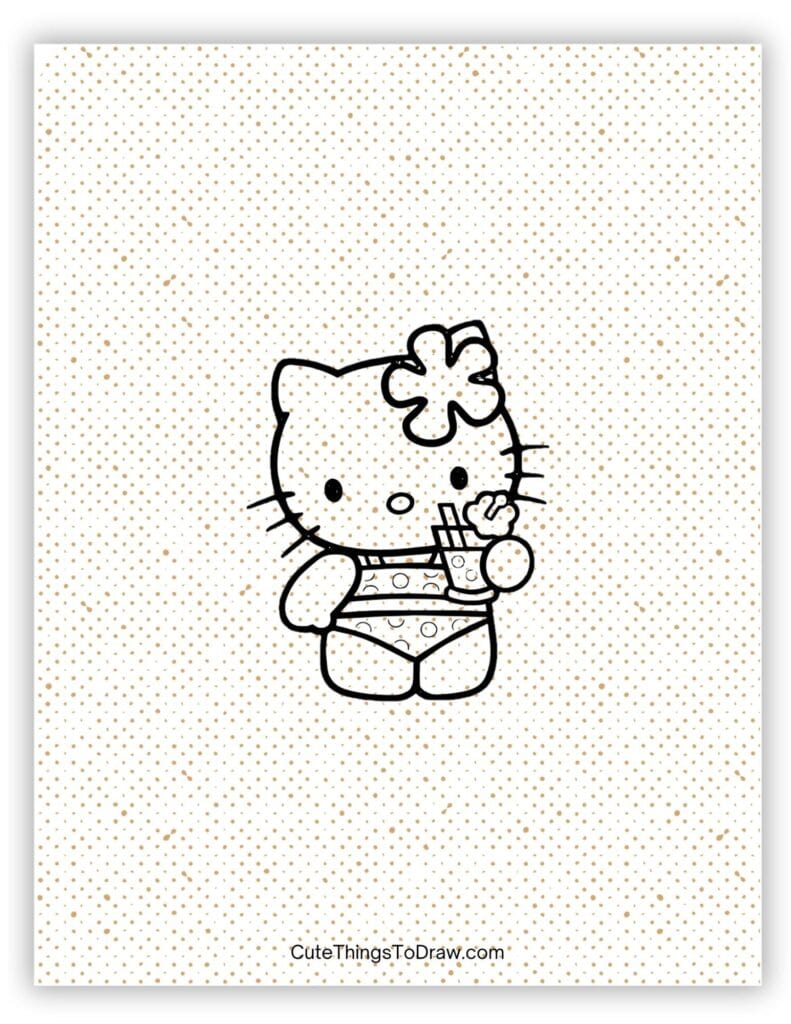 Hello Kitty Wearing a Swimsuit Drawing