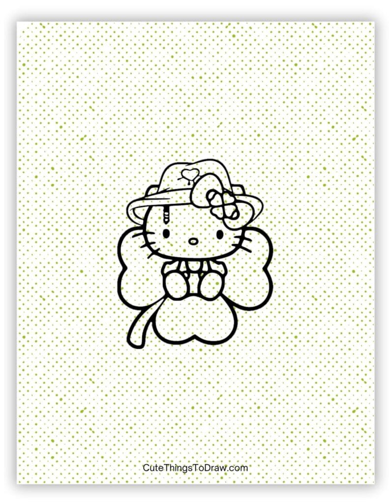 St. Patrick's Day Clover Leaf Hello Kitty Drawing