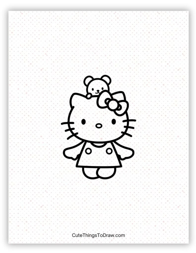 Waitress Hello Kitty Serving a Hot Drink Drawing