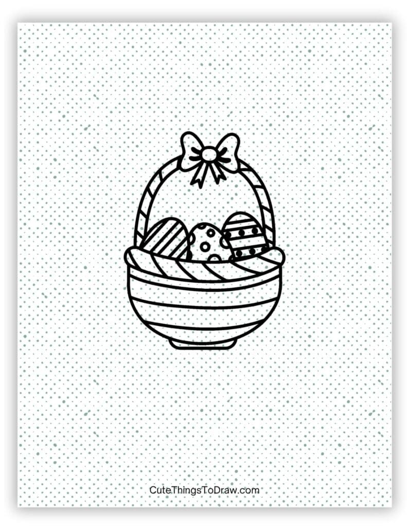 Cute bow on an Easter basket drawing