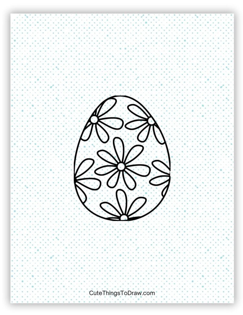 Cute flowers on an Easter egg drawing