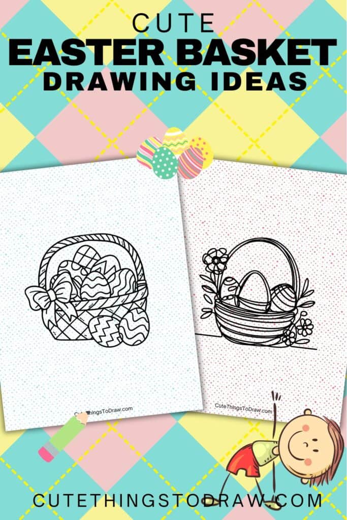 Easter basket drawing pinterest image