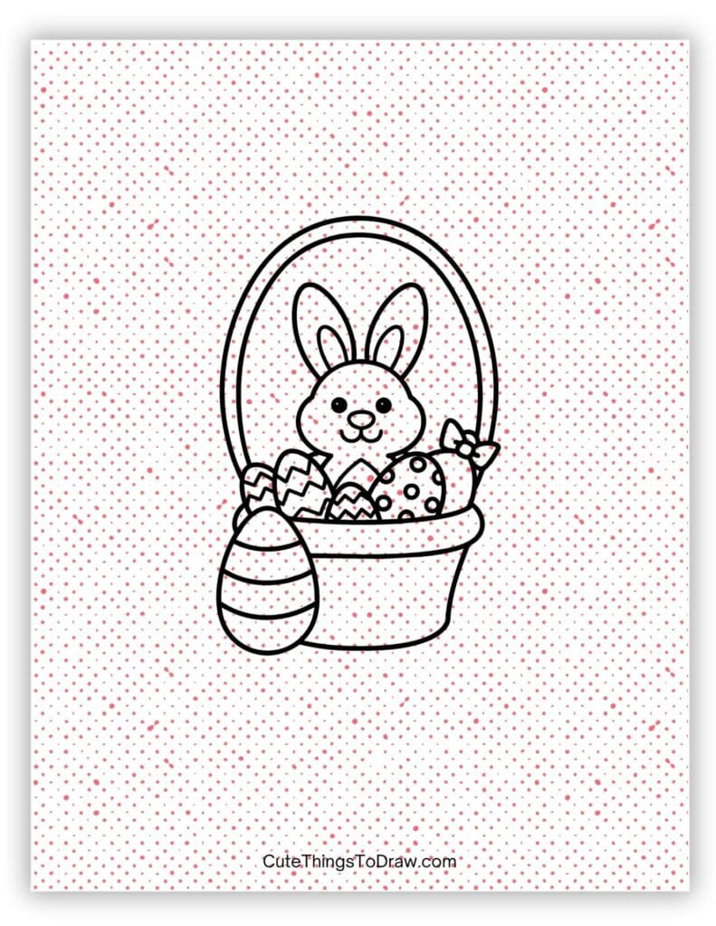 Easter basket holding eggs and a bunny