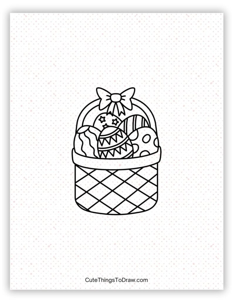 Eggs inside of an Easter basket to draw