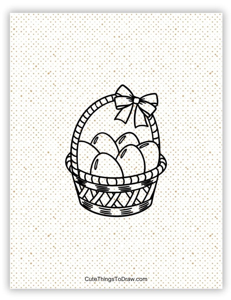 Plain eggs inside of an Easter basket