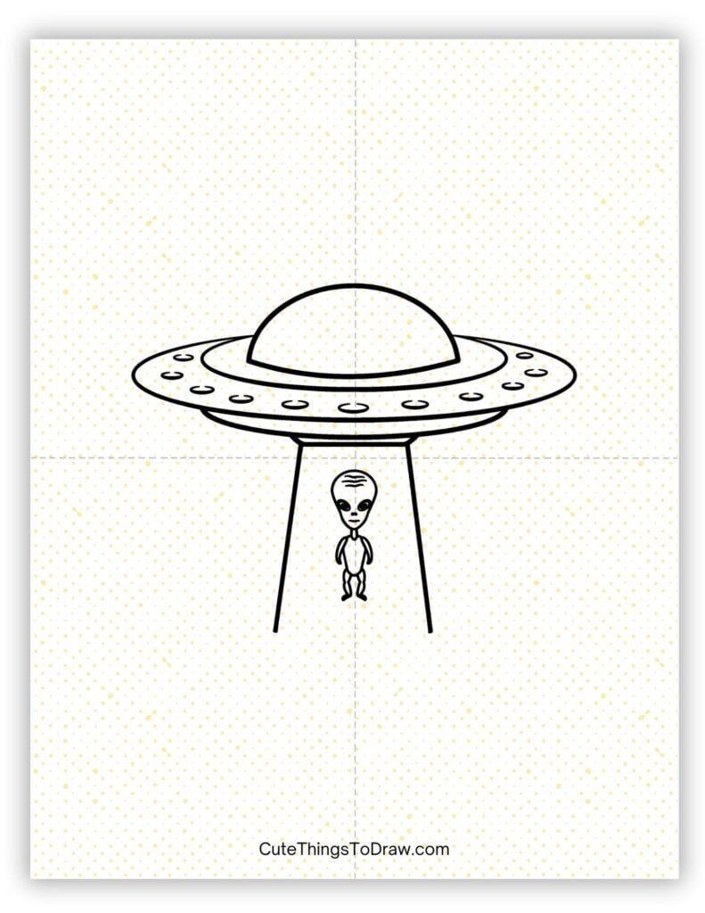 Alien leaving a spaceship drawing