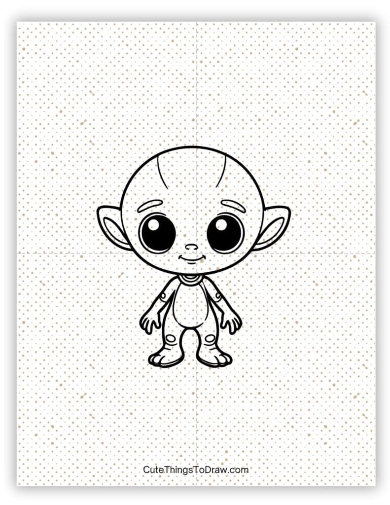 Alien with big ears to draw