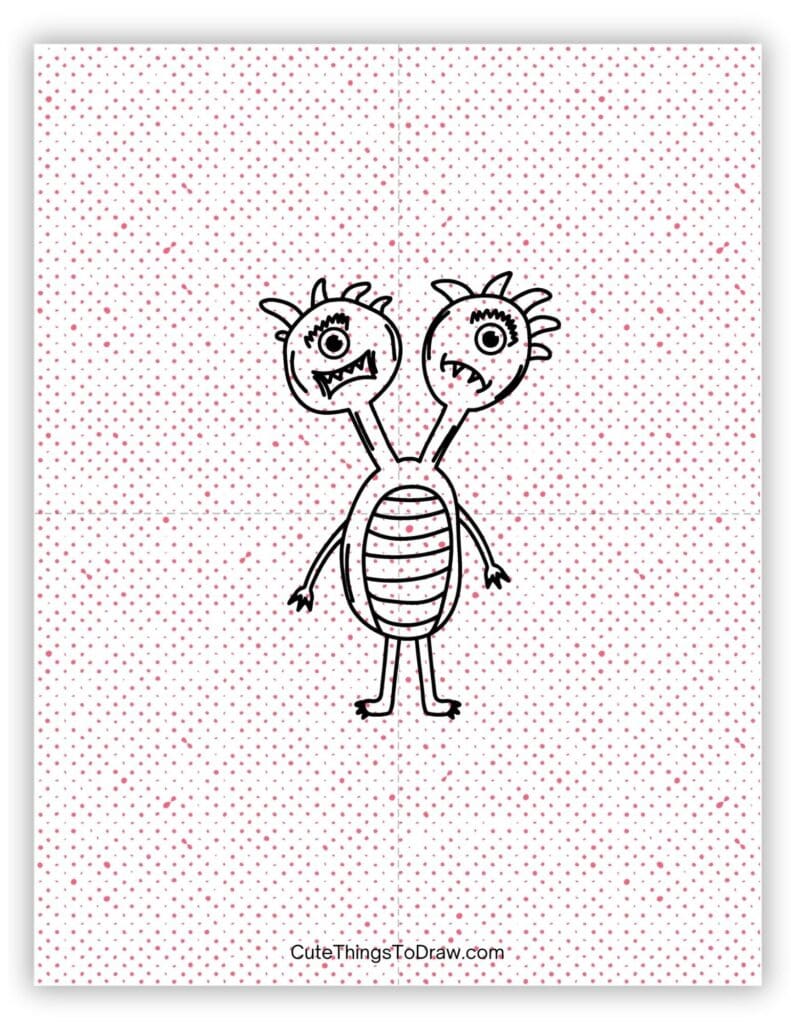 Alien with two heads to draw