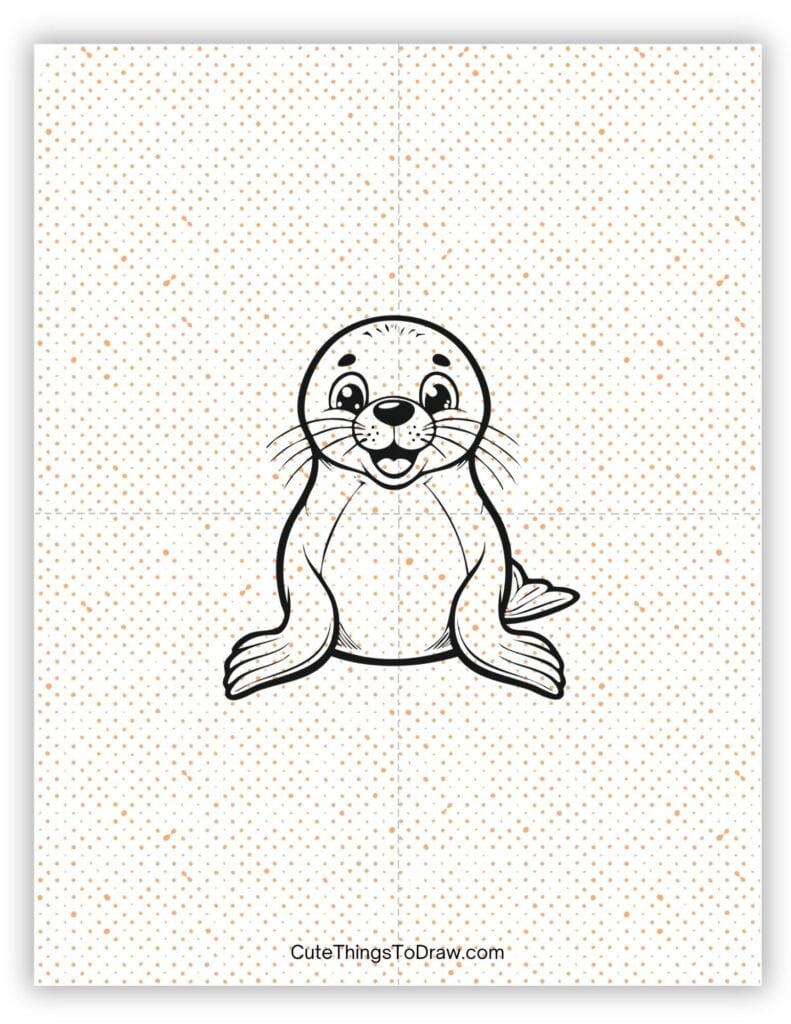 Cute baby seal drawing