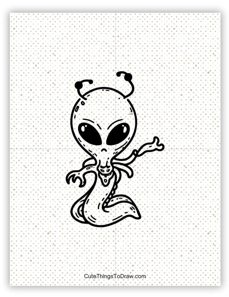 Frowning alien drawing
