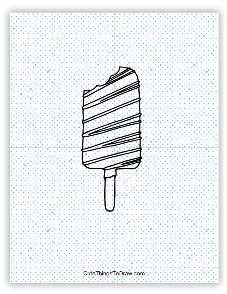 Ice cream bar with bites out drawing