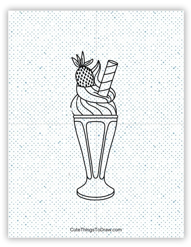 Milk shake with a strawberry to draw