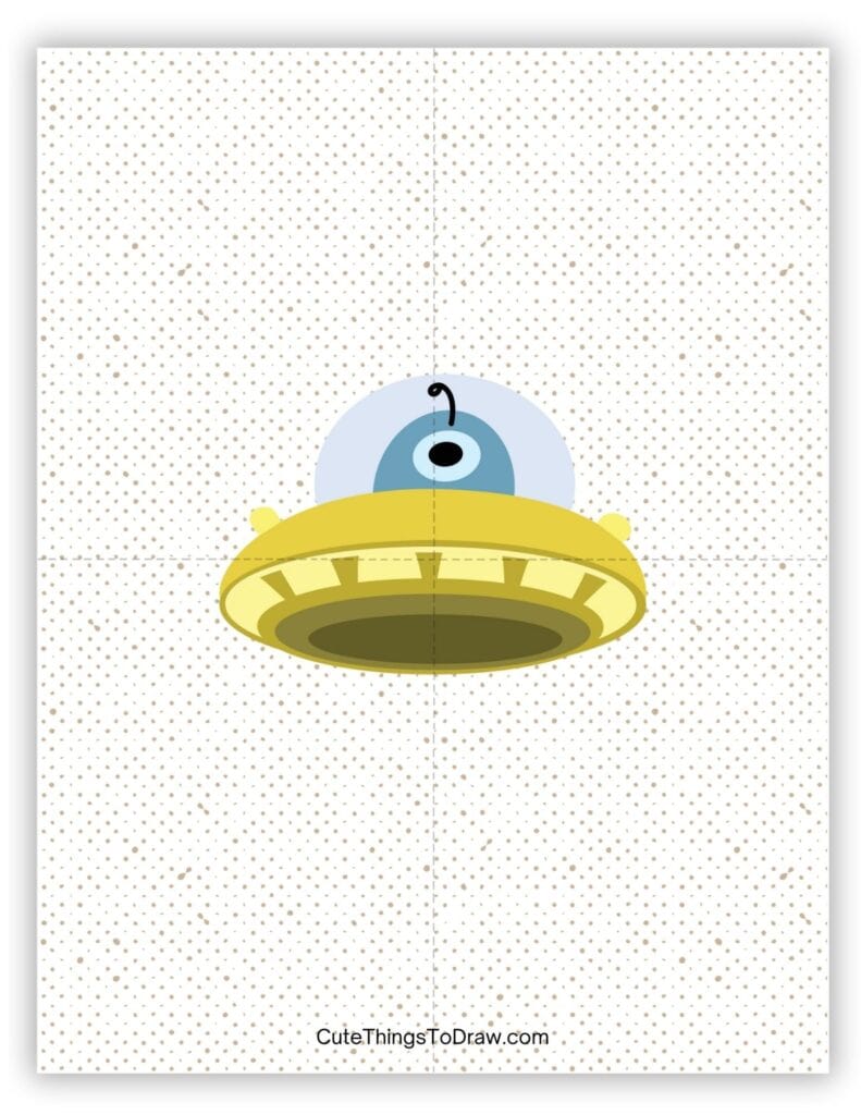 One-eyed alien driving a spaceship