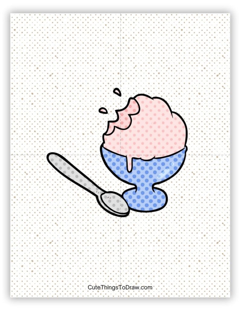 Pink ice cream in a bowl