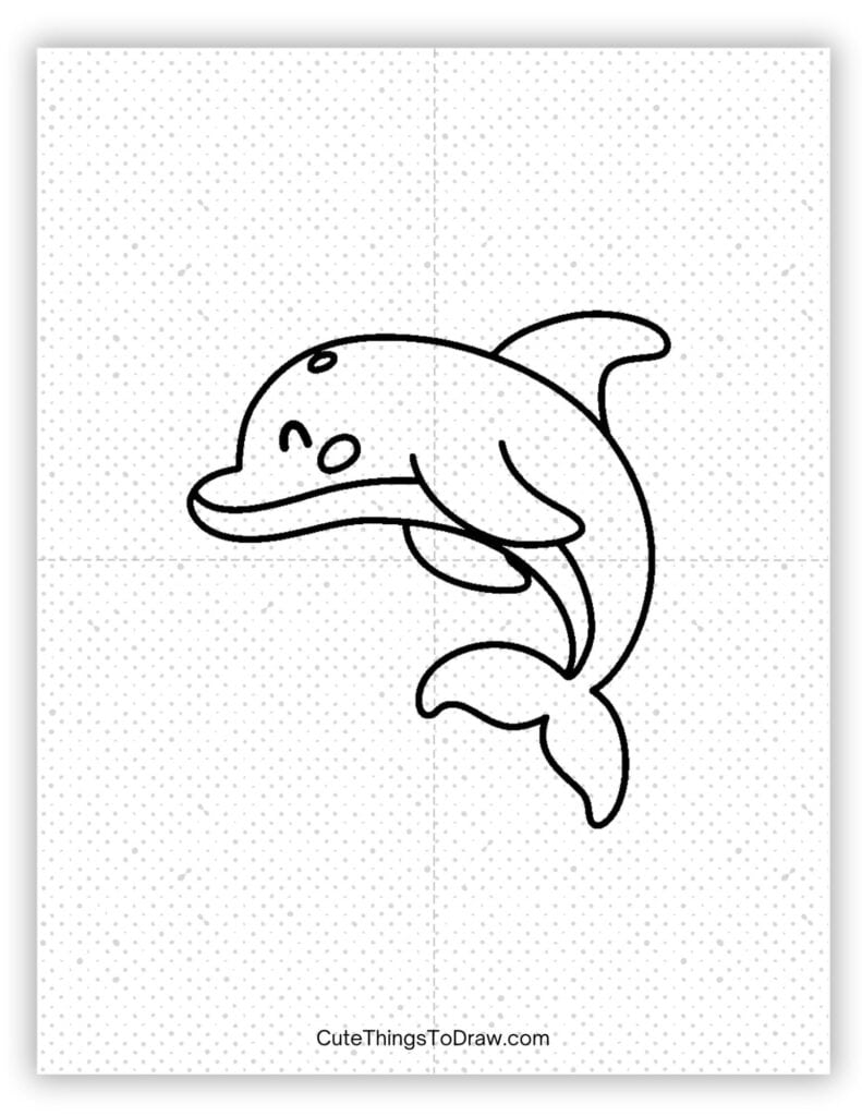 Smiling dolphin sea creature drawing