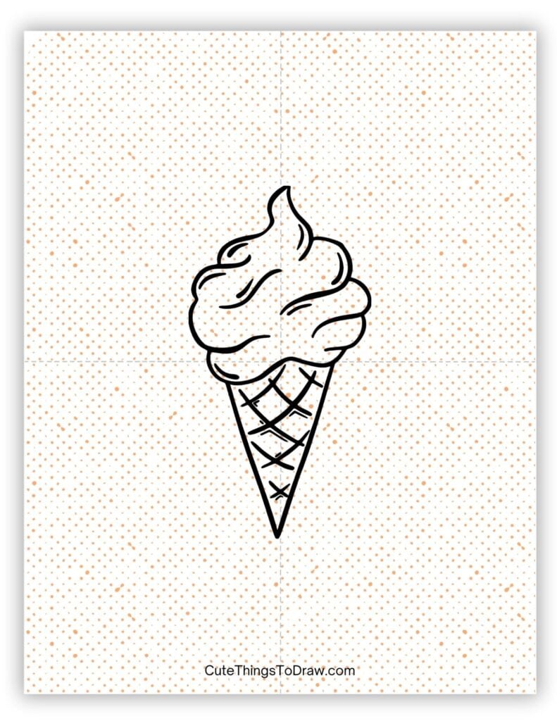 Sugar cone filled with ice cream drawing
