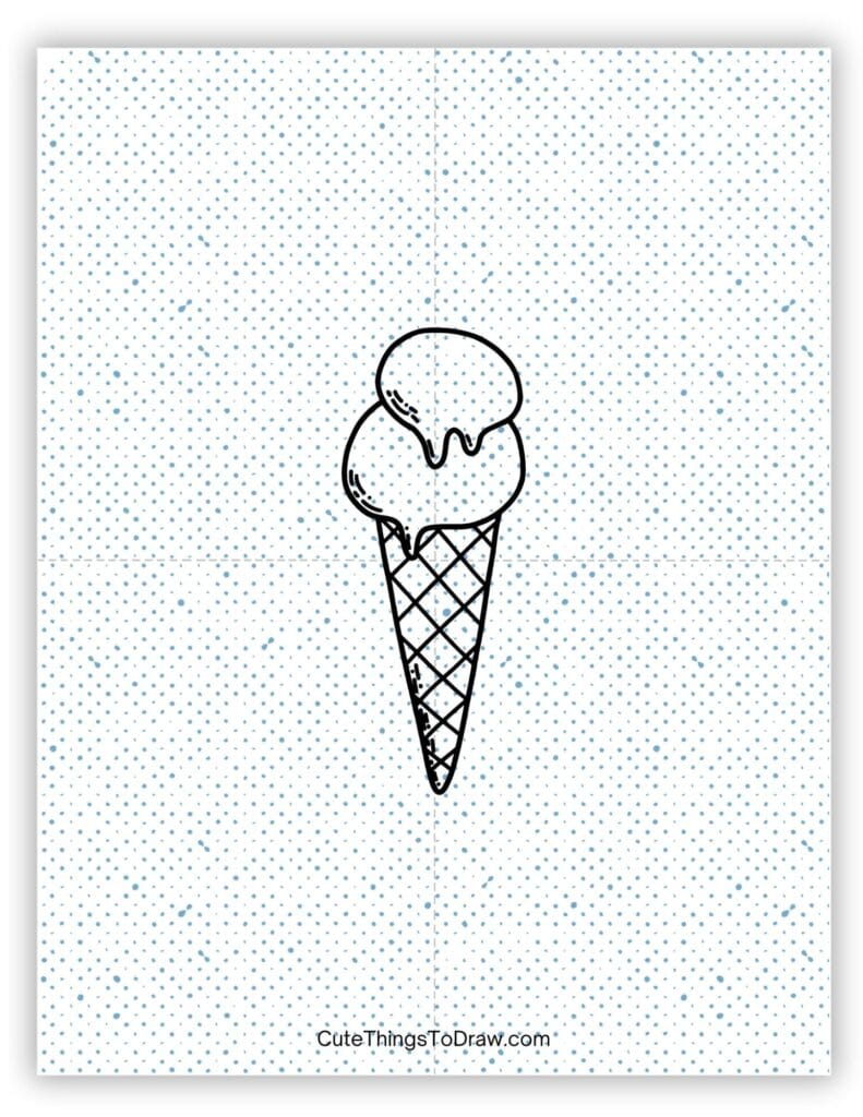 Sugar cone with two scoops of ice cream drawing