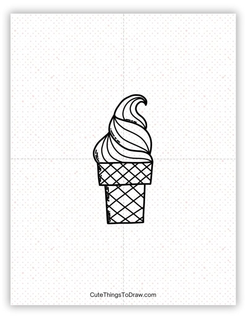 Swirled ice cream cone to draw