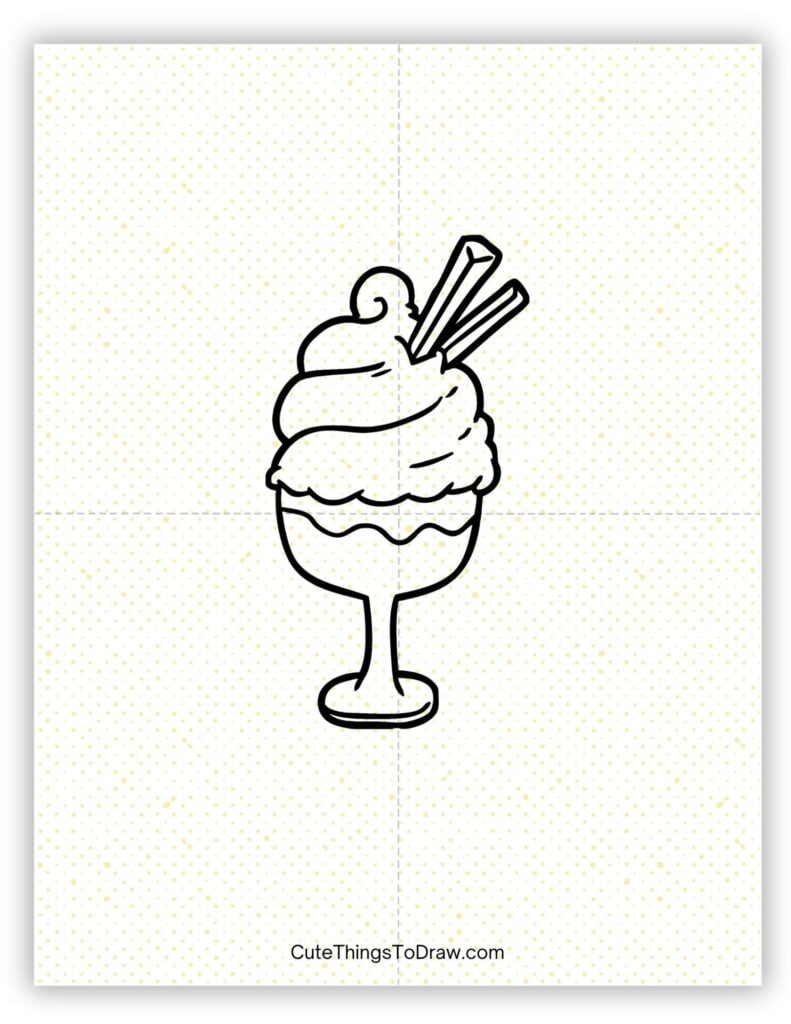 Swirled ice cream sundae drawing
