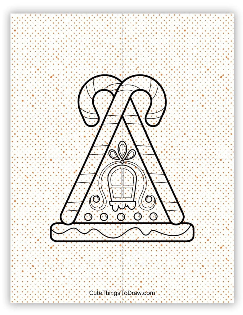Candy cane gingerbread house drawing