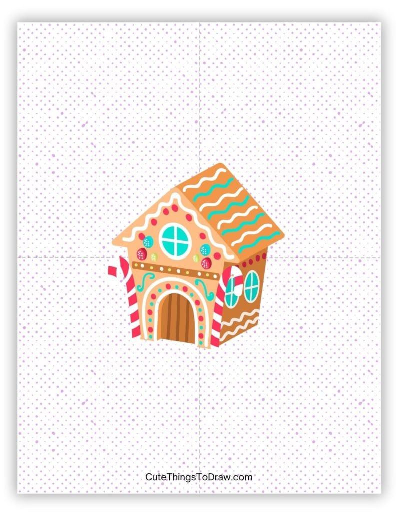 Colorful gingerbread house to draw