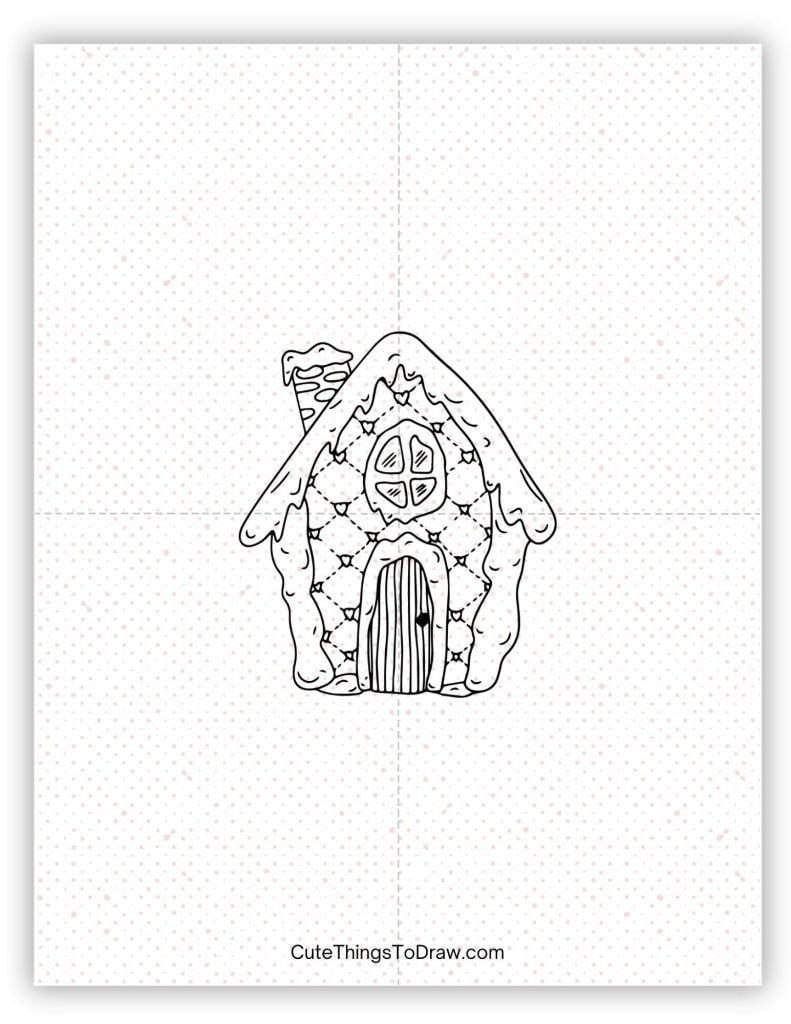 Cute crooked gingerbread house to draw 