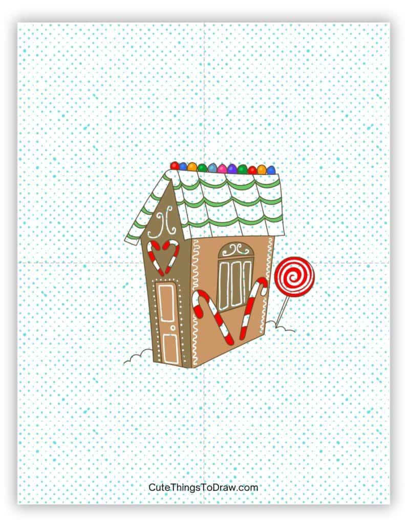 Cute crooked gingerbread house to draw