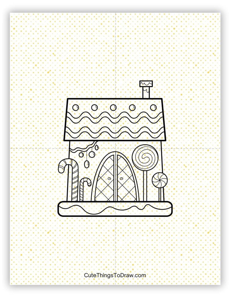 Cute gingerbread house to draw