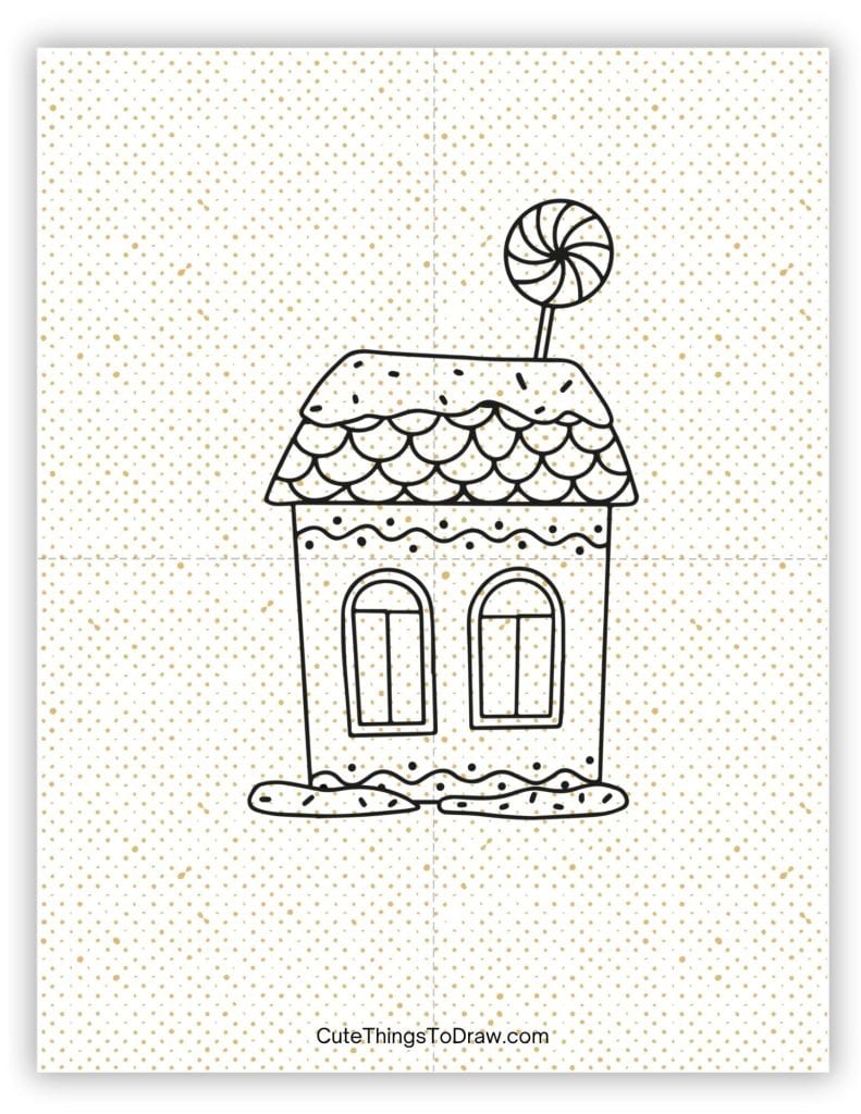 Easy to draw gingerbread house