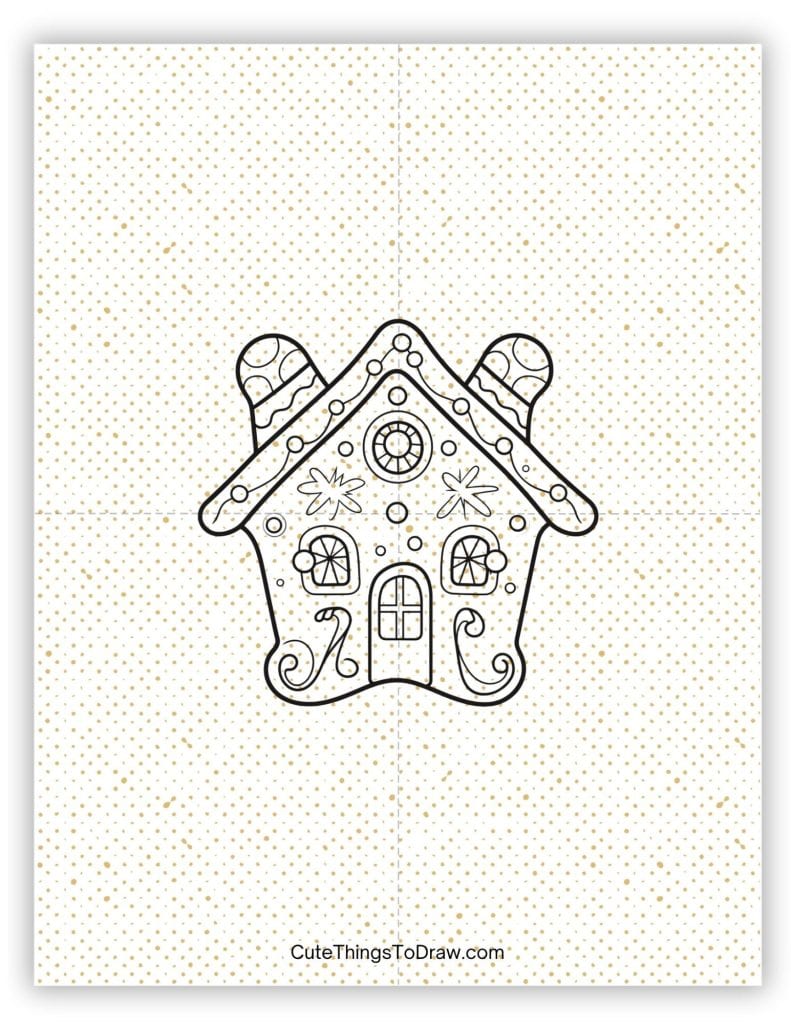 Fancy gingerbread house drawing