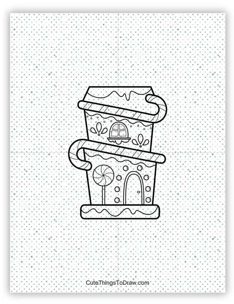 Gingerbread house to draw with two floors